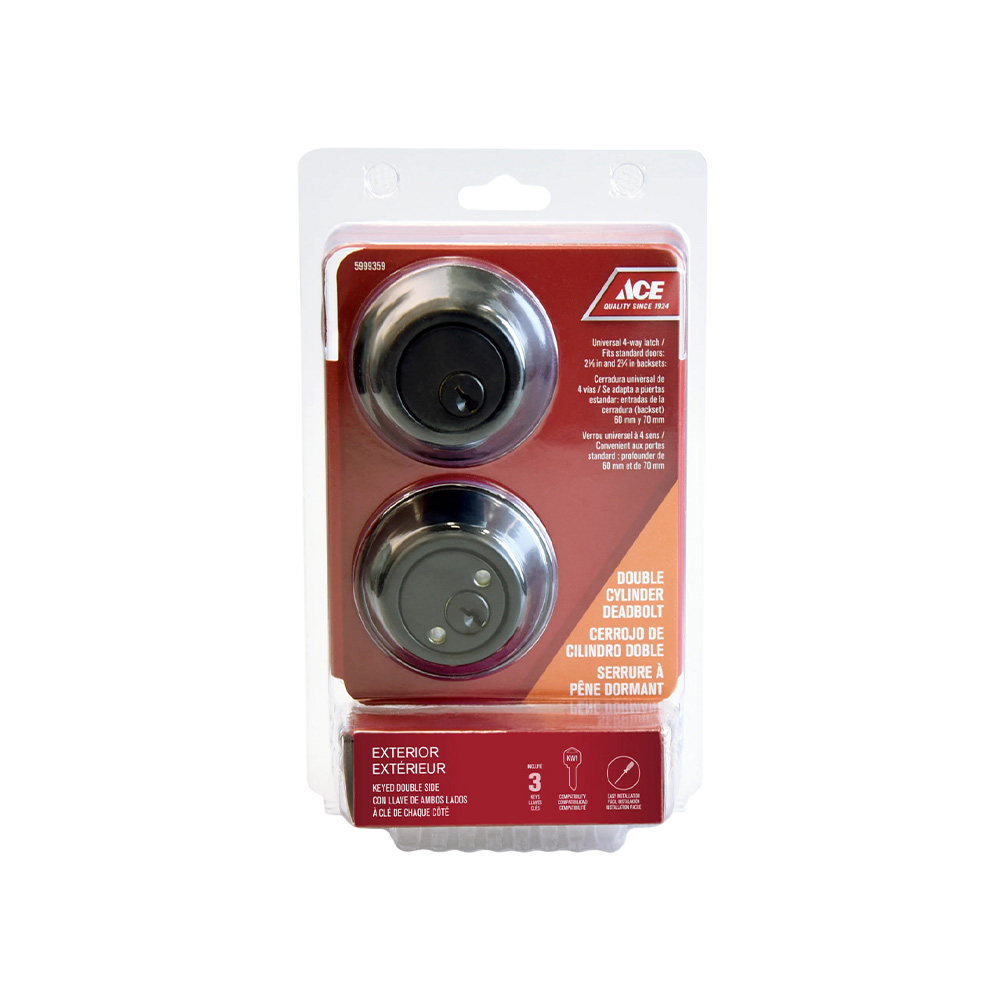 Cerrojo doble cilindro con llave latón negro mate pestiño 60-70mm