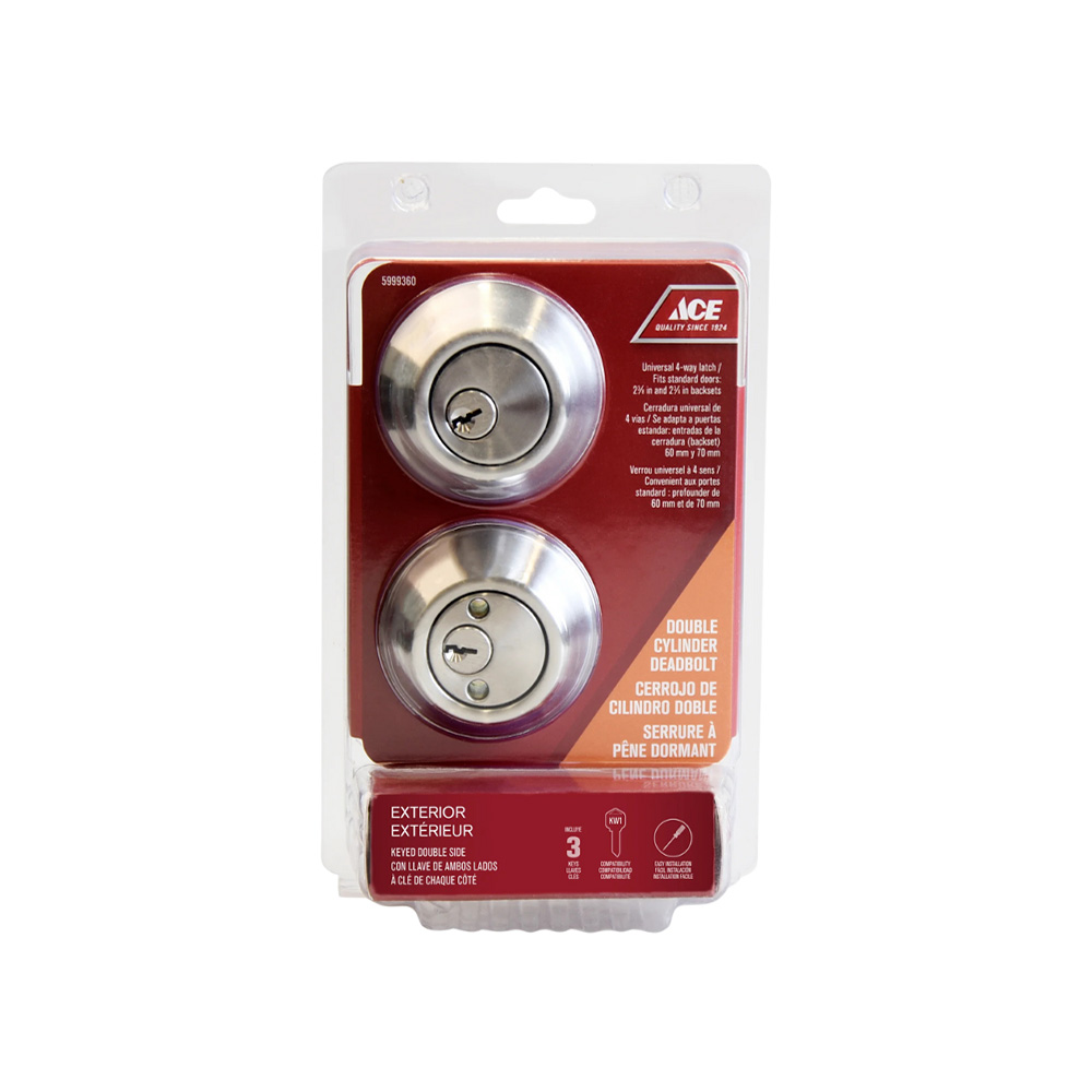 Cerrojo doble cilindro con llave acero inoxidable pestiño 60-70mm