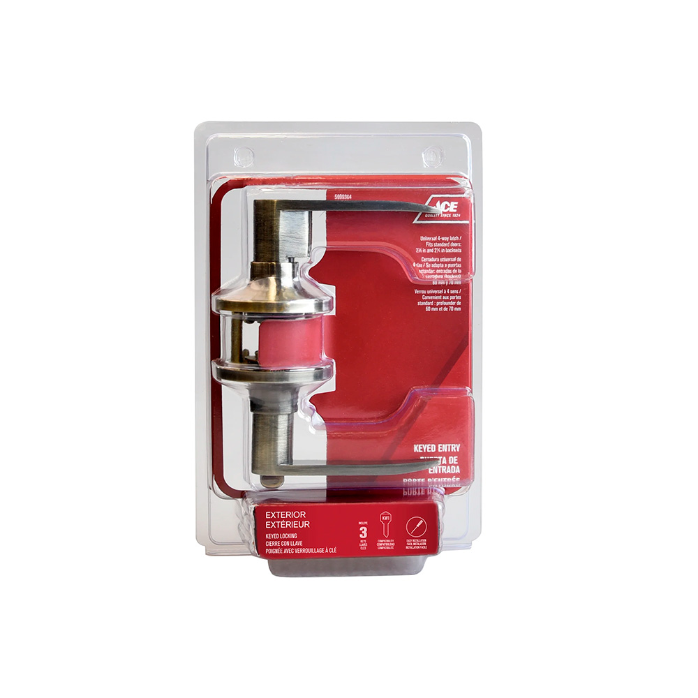 Cerradura manija recta con llave latón envejecido pestiño 60-70mm