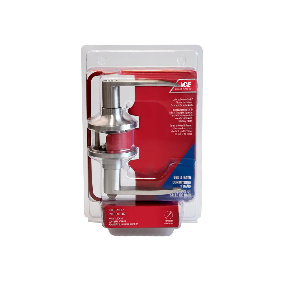 Cerradura dormitorio manija recta con seguro acero inoxidable pestiño 60-70mm