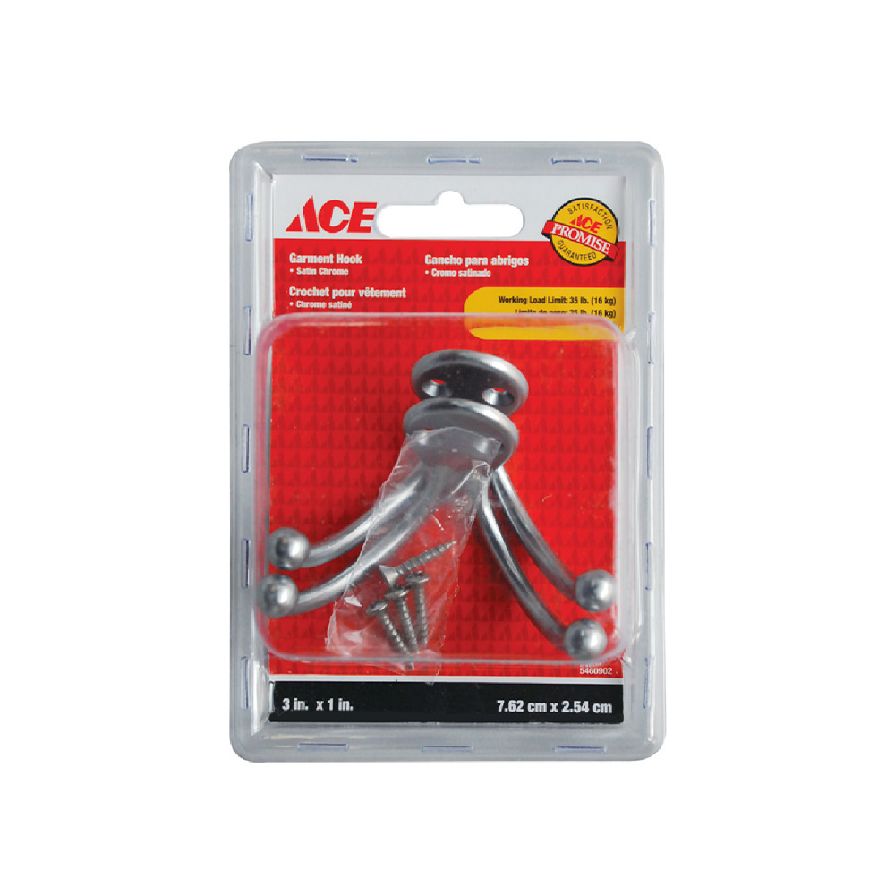 Gancho con tornillos 7.6cm par satinado par