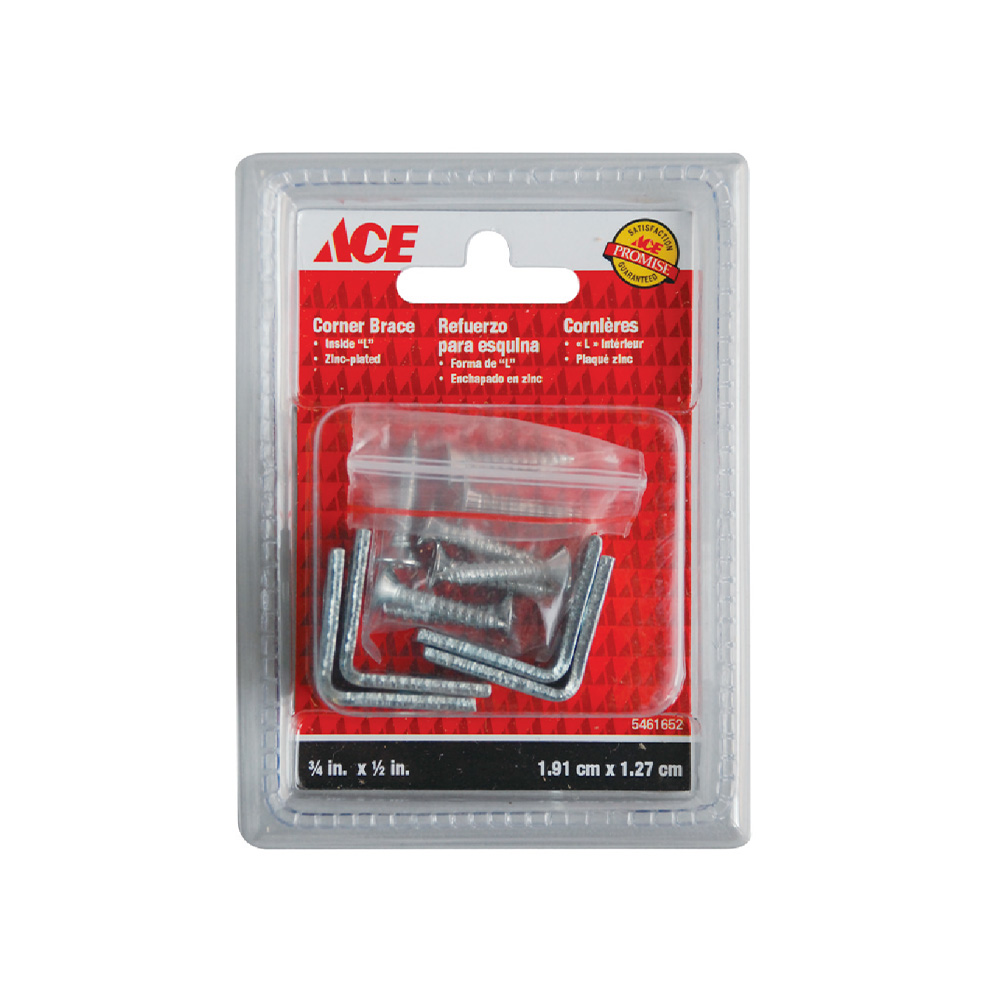 Escuadra de refuerzo interno 1.9x1.27cm (3/4x1/2'') zincado paq 4