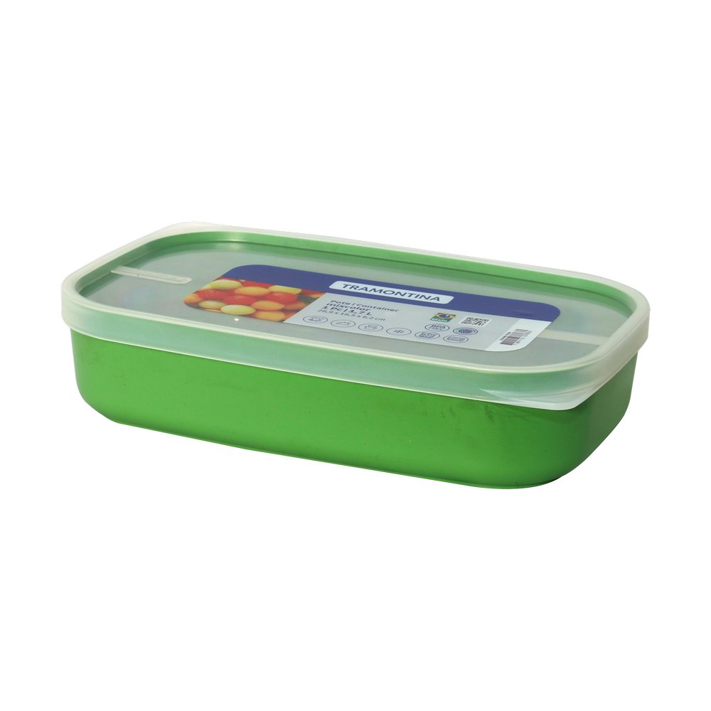 Deposito rectangular de plastico 1.7 l mixcolor verde