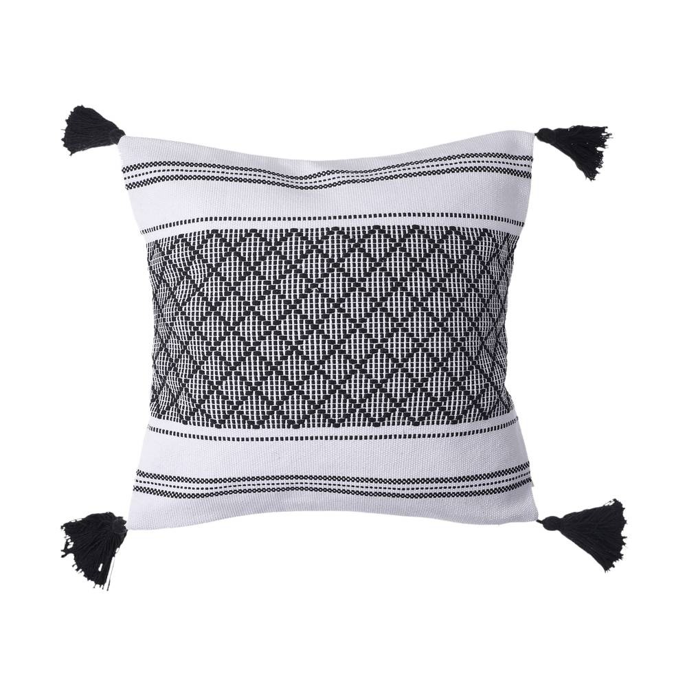 Cojín decorativo blanco con textura 43x43 cm