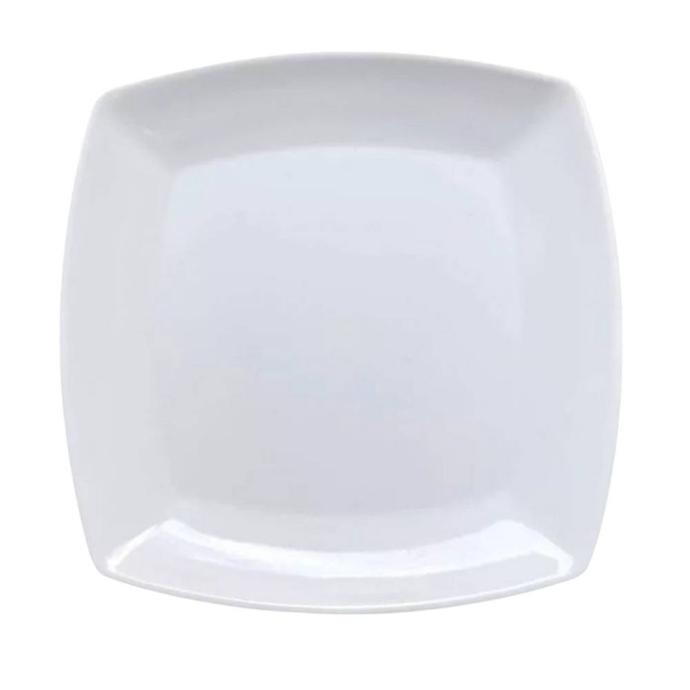 Plato cuadrado de melamina color blanco de 22.5 cm