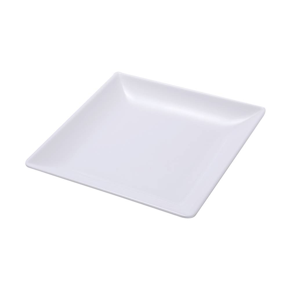 Plato cuadrado de melamina 20.7 cm blanco