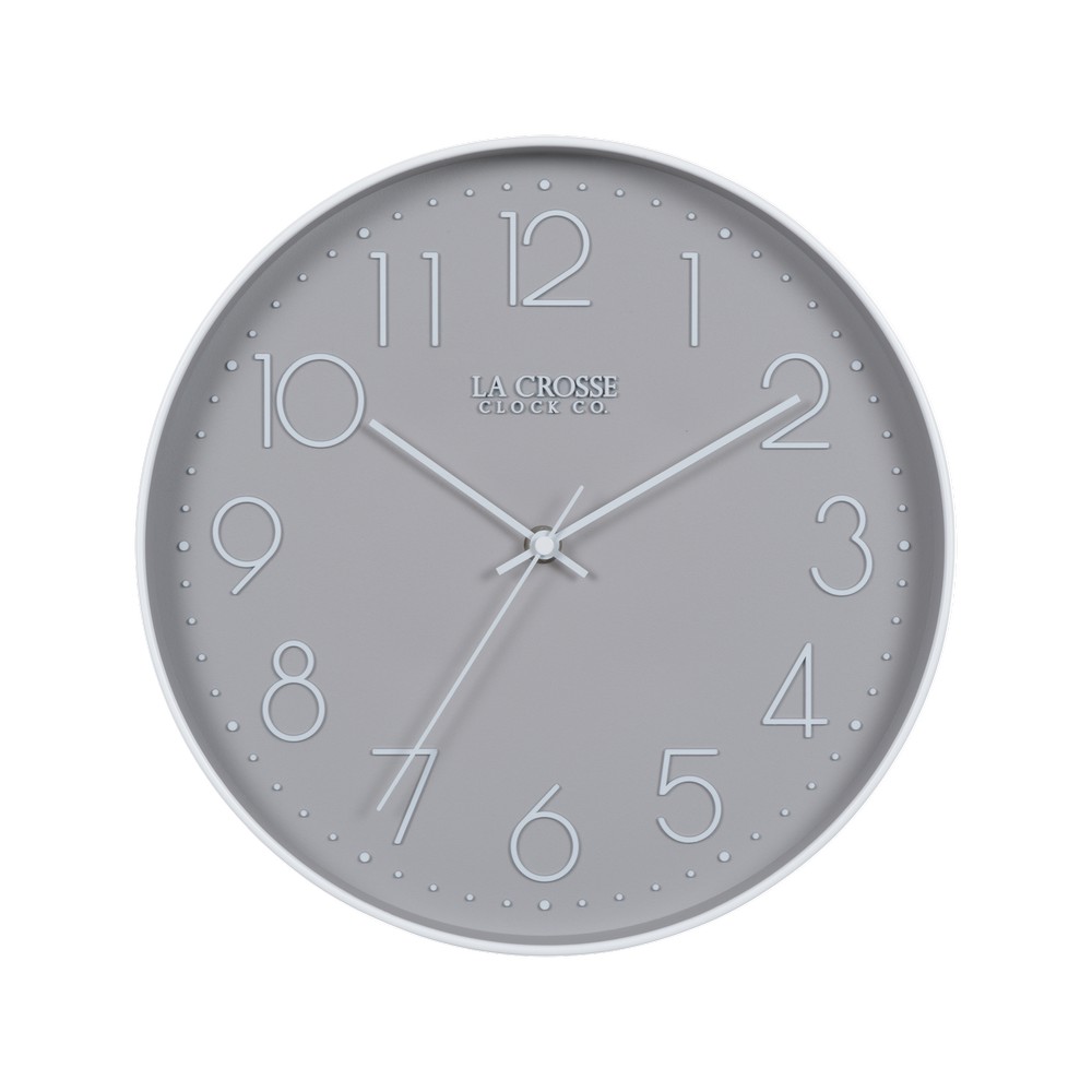Reloj de pared con borde blanco 30.4 cm gris