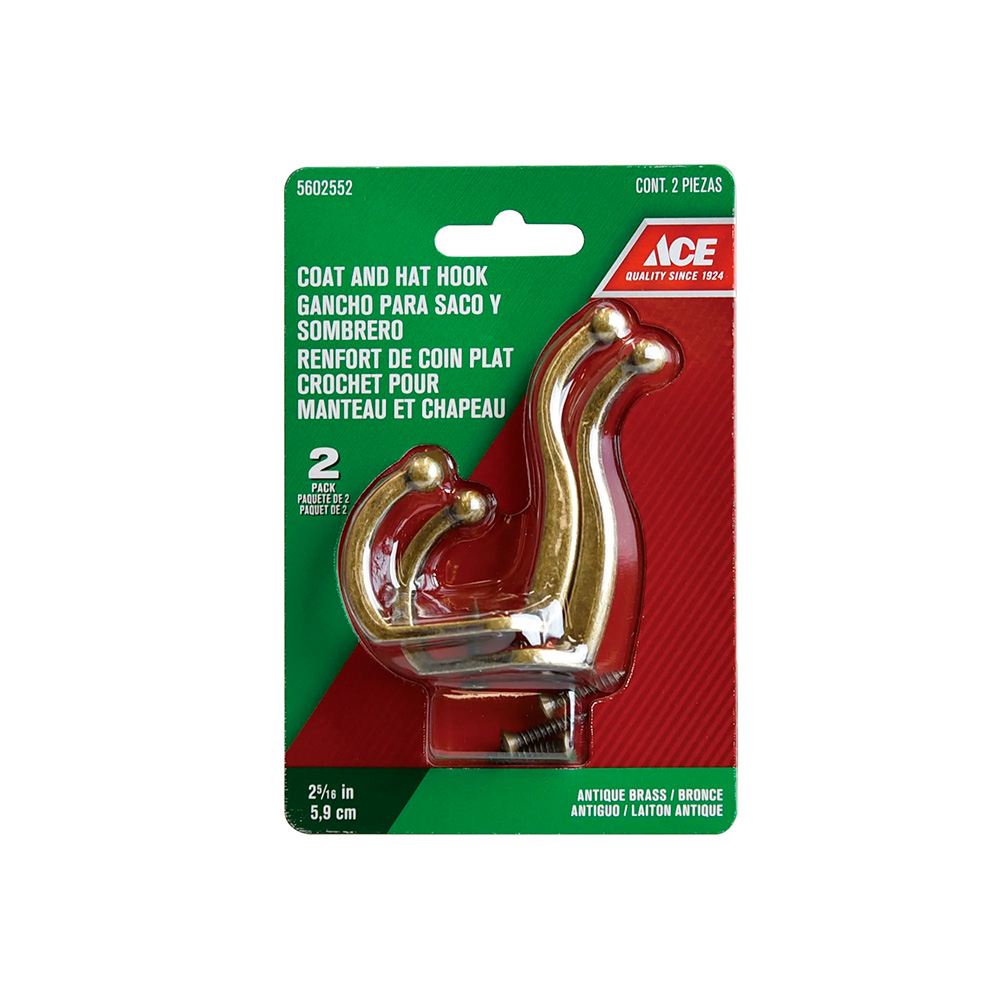 Gancho con tornillos 5.87cm (2 5-19pulg) laton envejecido par