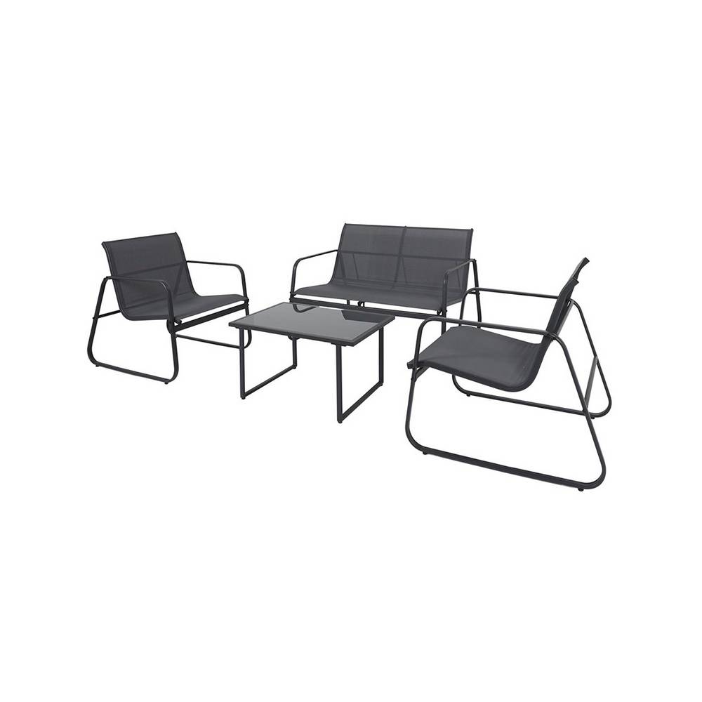 Mueble para exterior de acero negro 4 piezas