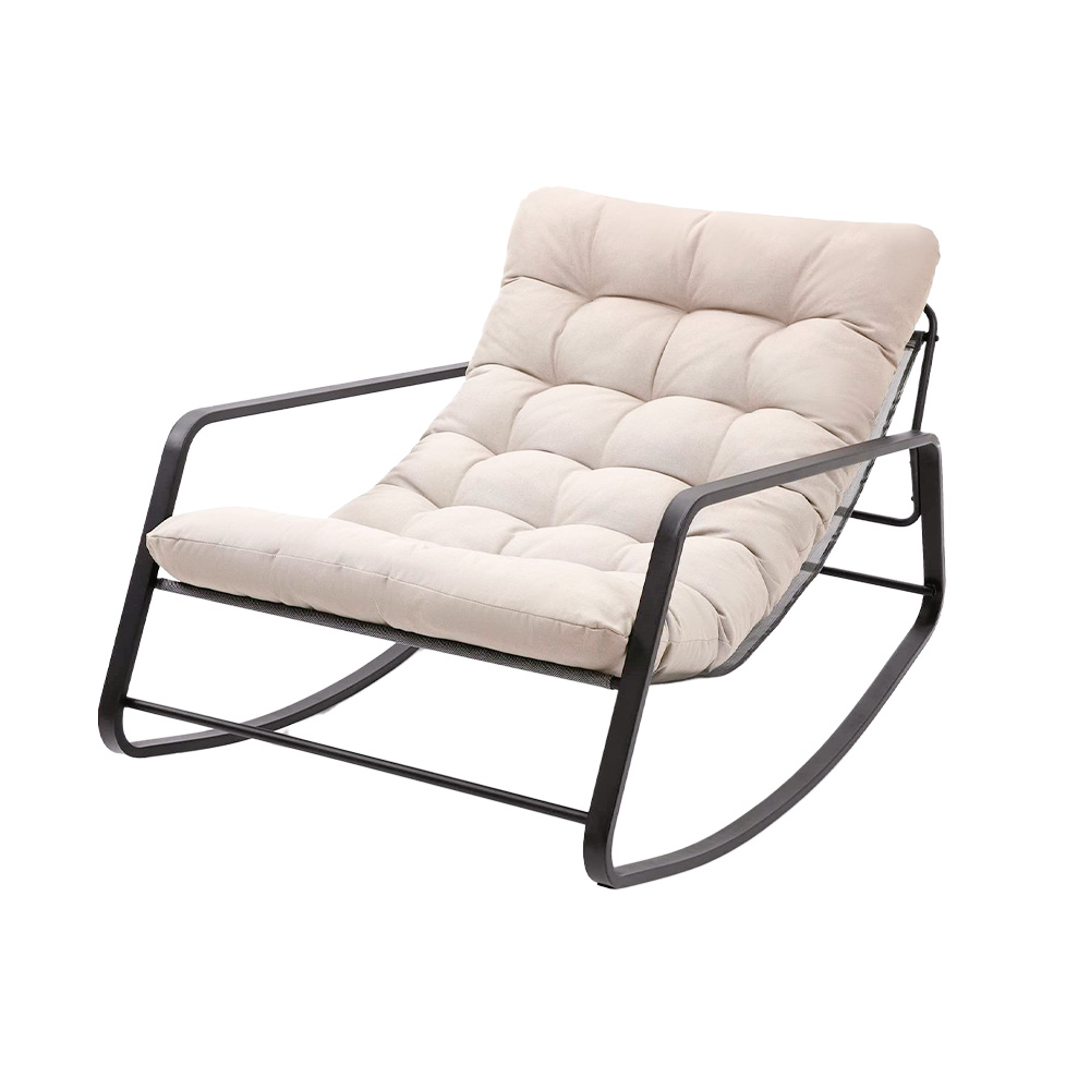 Silla moderna de poliéster y acero rocking color beige