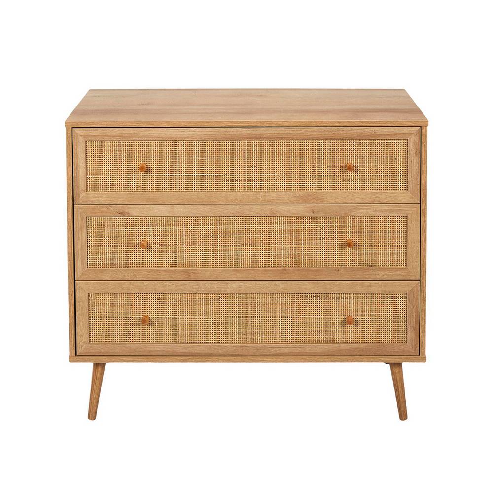 Comoda de madera 3 cajones 90x79x39 cm café