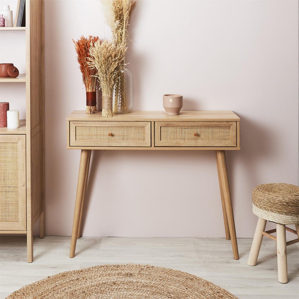 Consola de madera color café 100 x 81 x 29 cm