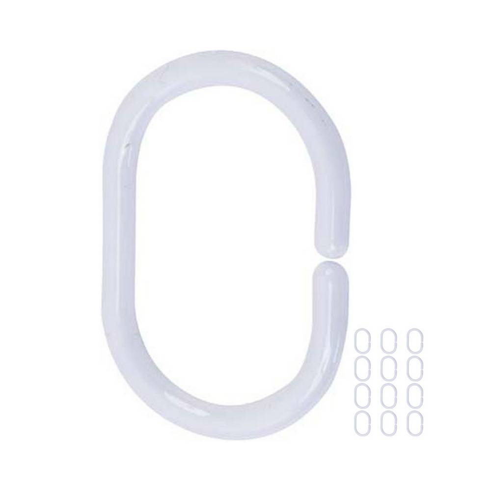 Set de 12 ganchos blanco pvc para cortina de baño