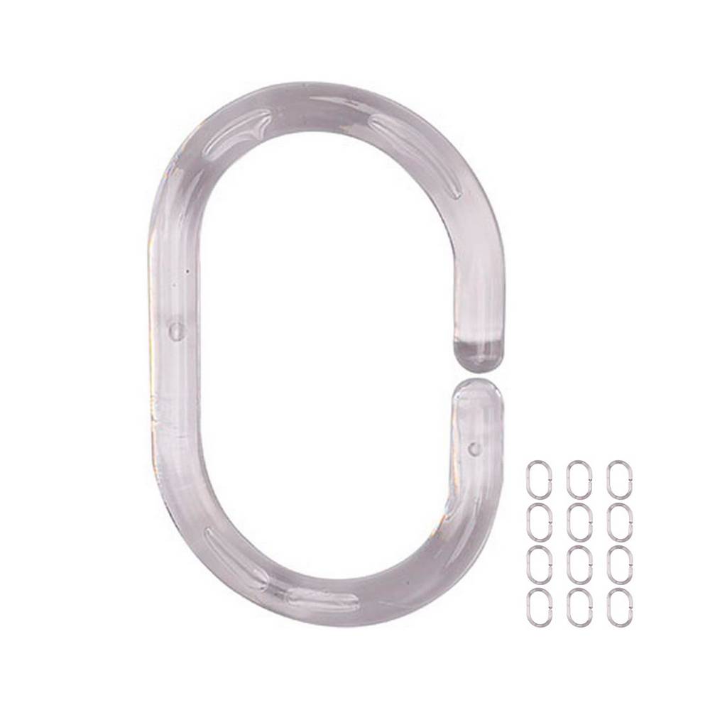 Set de 12 ganchos transparente pvc para cortina de baño