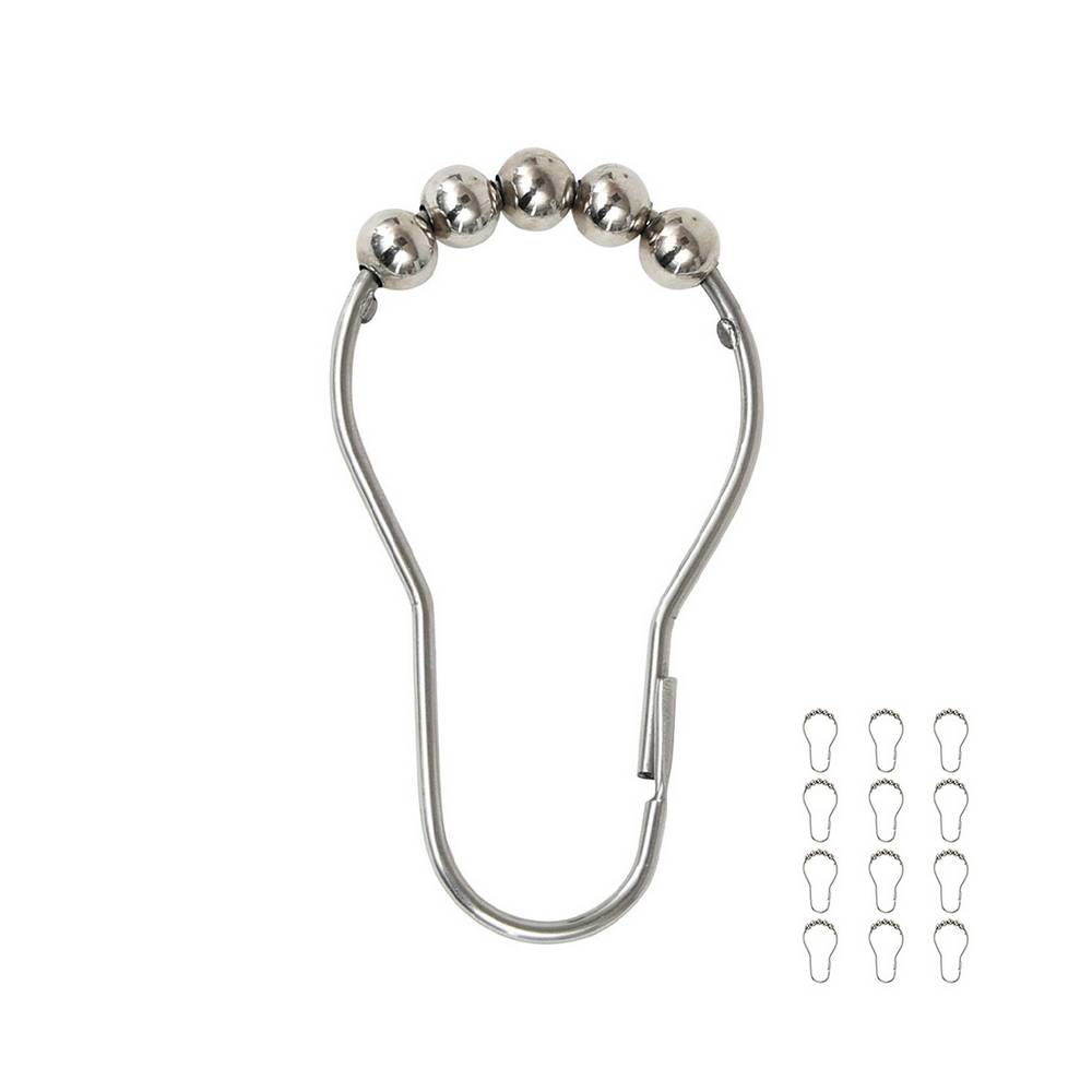 Set de 12 ganchos cromo acero inoxidable para cortina de baño