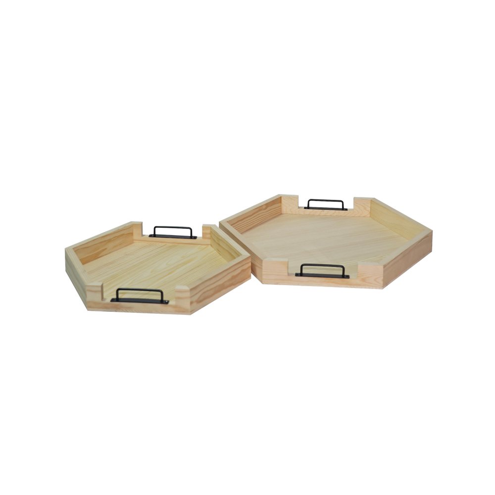 Bandeja decorativas de madera 42x5.2 cm x 34x5.2 cm 2 piezas
