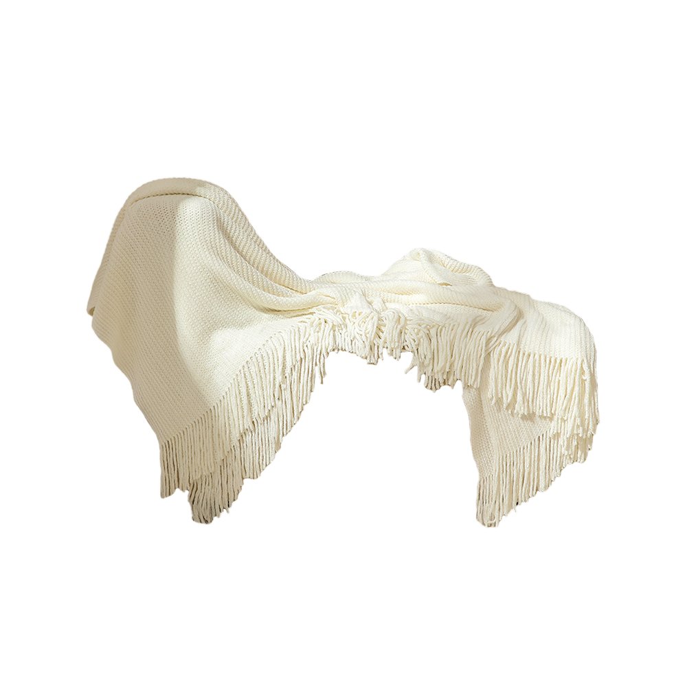 Manta decorativa color blanco 127x152 cm