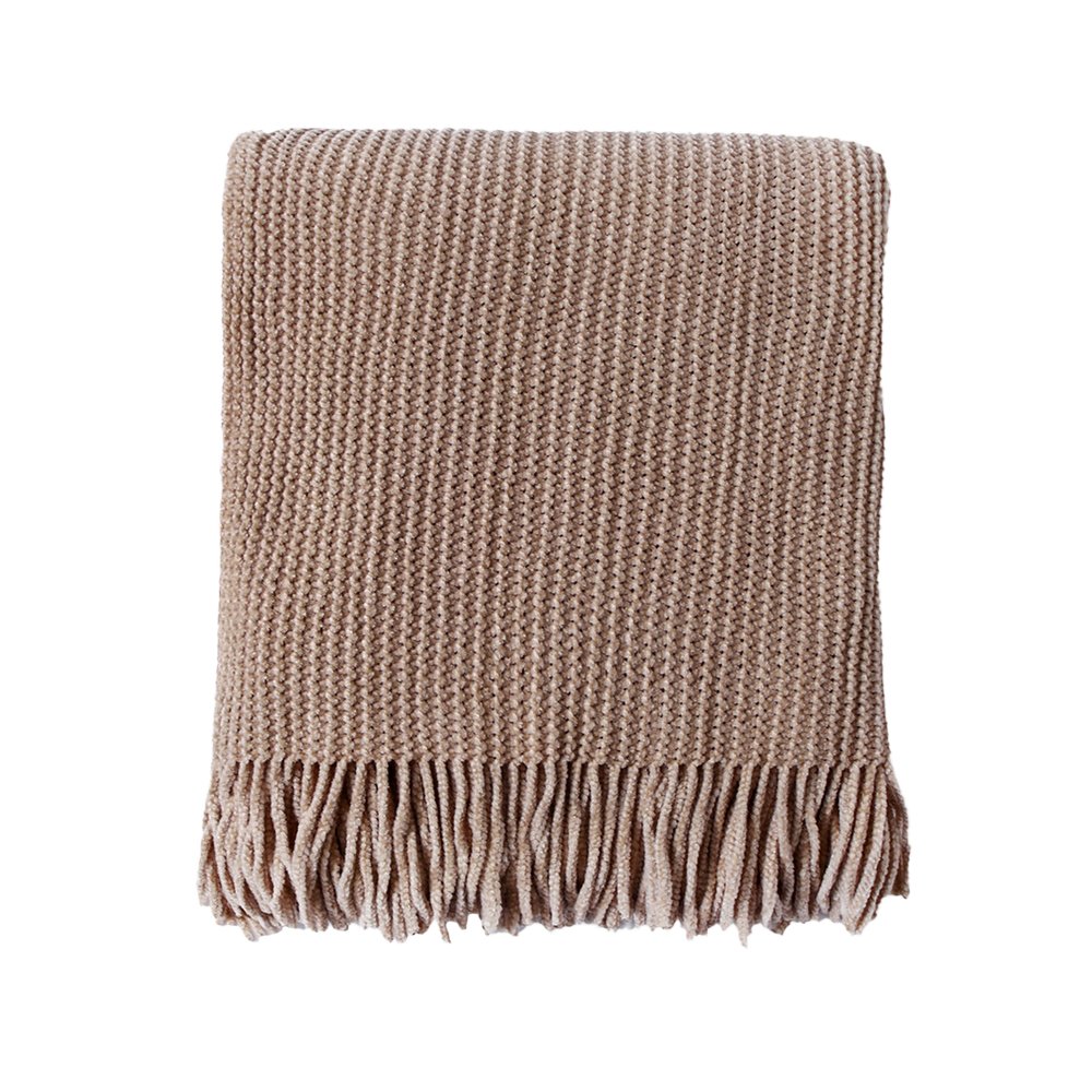 Manta decorativa color beige 127x152 cm