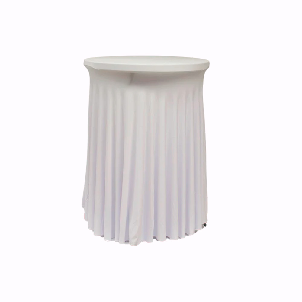 Spandex con pliegues para mesa cocktelera blanco