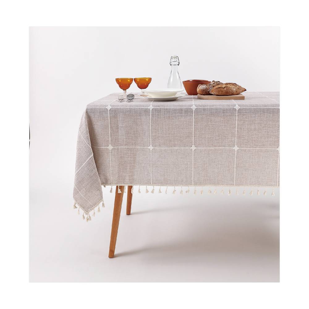 Mantel de tela para mesa rectangular 140x180 cm jacquard taupe