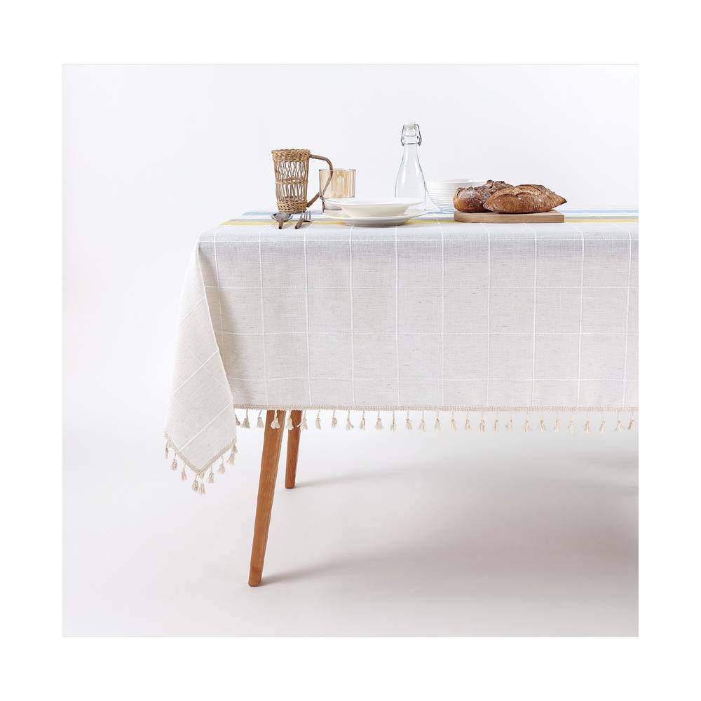 Mantel de tela para mesa rectangular 140x180 cm jacquard gris claro