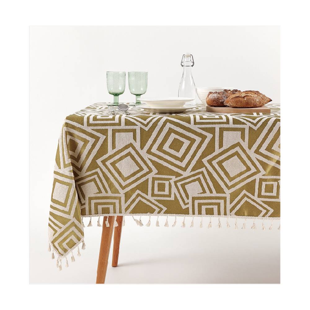 Mantel de tela para mesa rectangular con encaje 140x220 cm