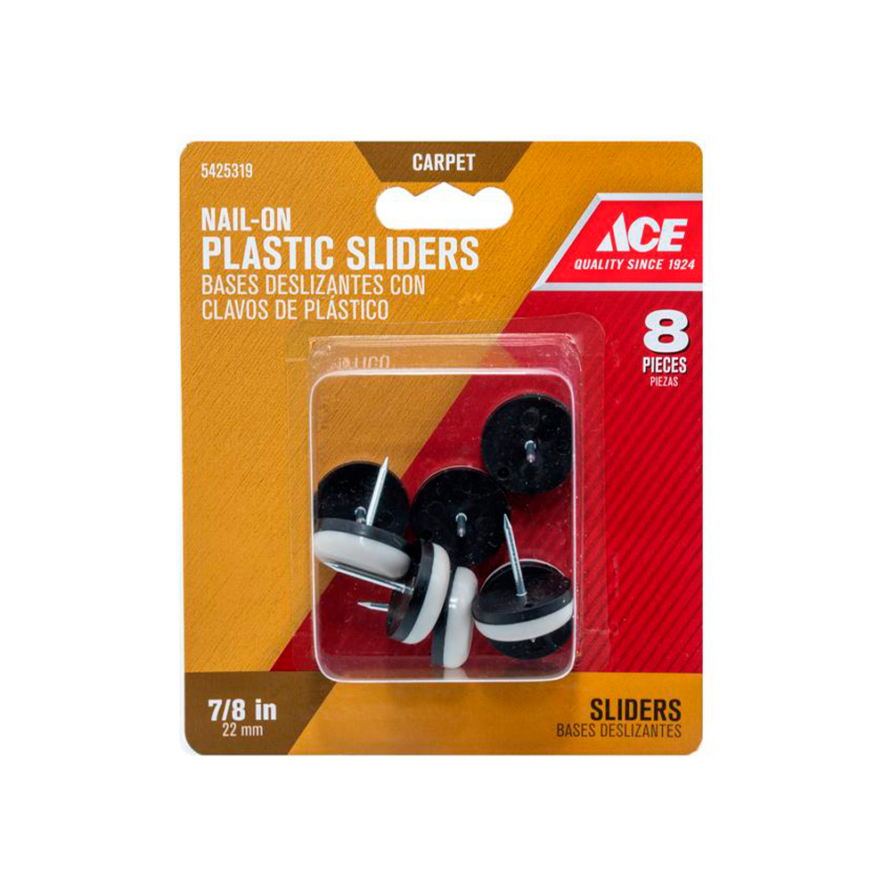 Deslizador plastico blanco clavable 2.2 centimetros paquete de 8