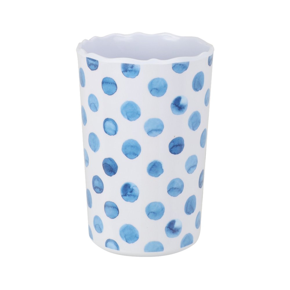 Vaso de melamina azul con blanco 8xh11cm