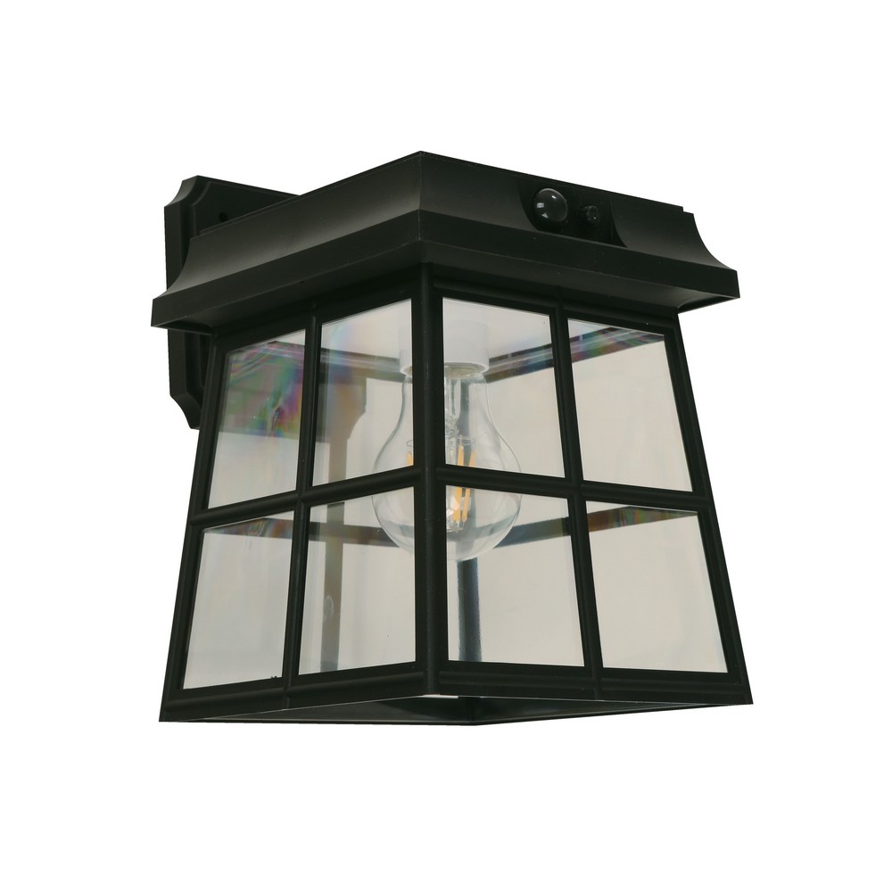 Lampara led exterior solar de pared negro 1l e27 3.7v 5w 3000k con sensor
