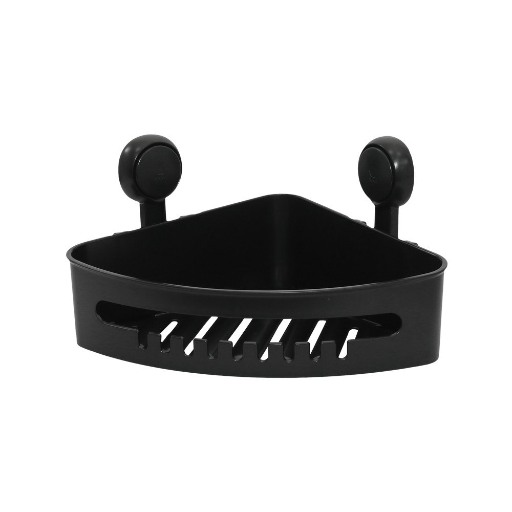 Organizador de baño esquinera con ventosa power lock negro