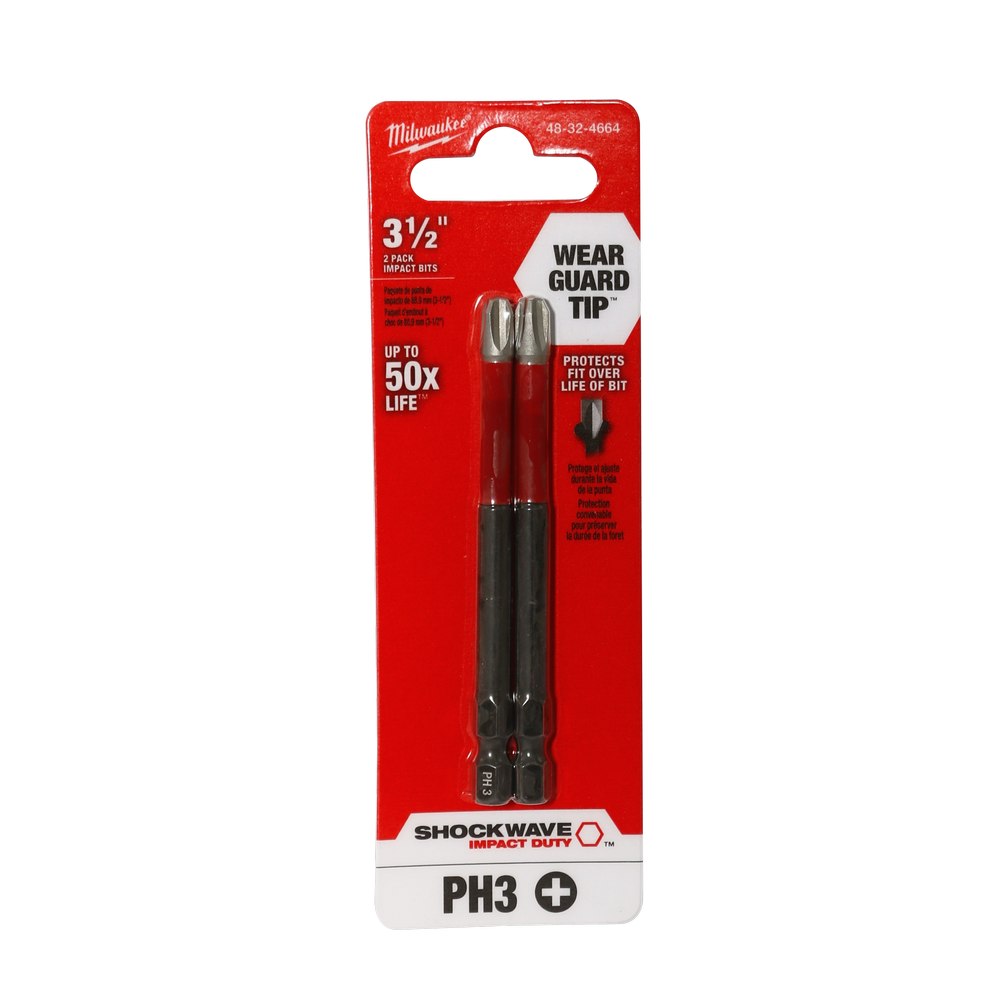 Punta atornillador phillips ph3 3.1/2 pulg (89 mm) 2 piezas
