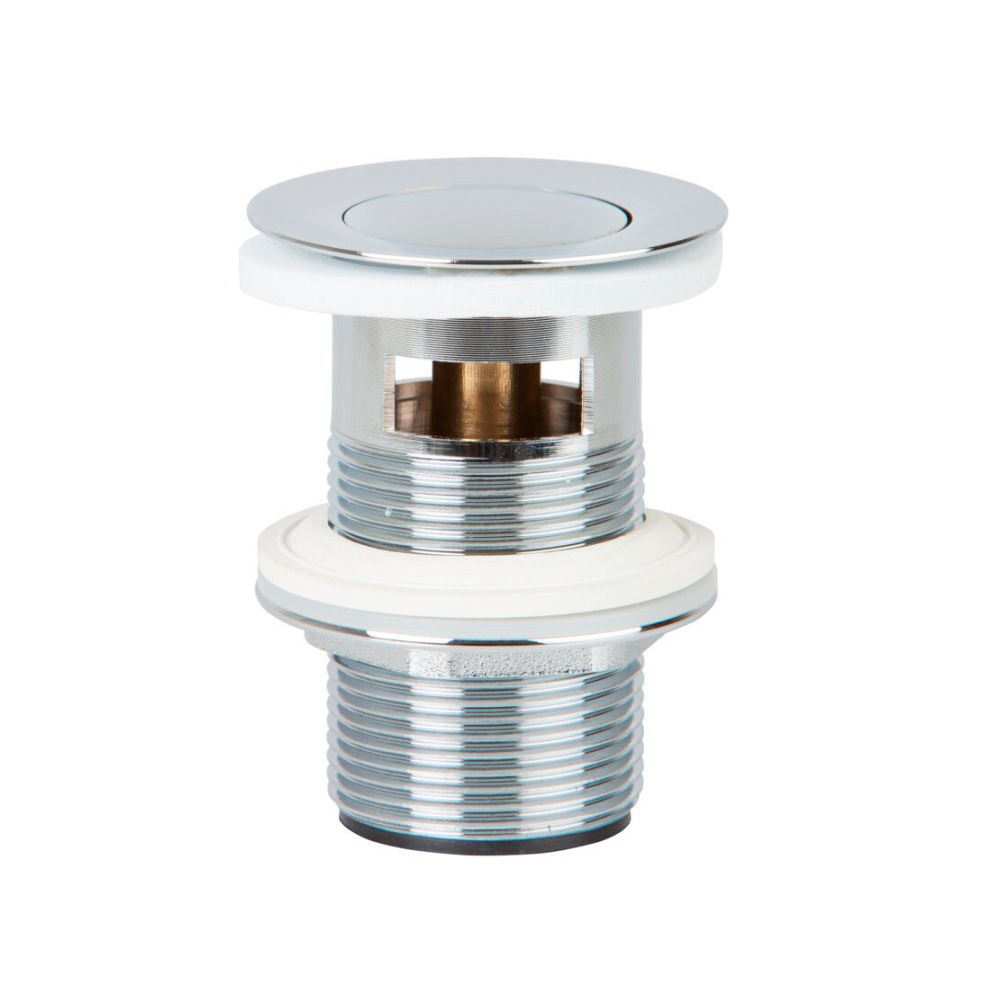 Tapon universal click para lavamanos cromado con rebosadero