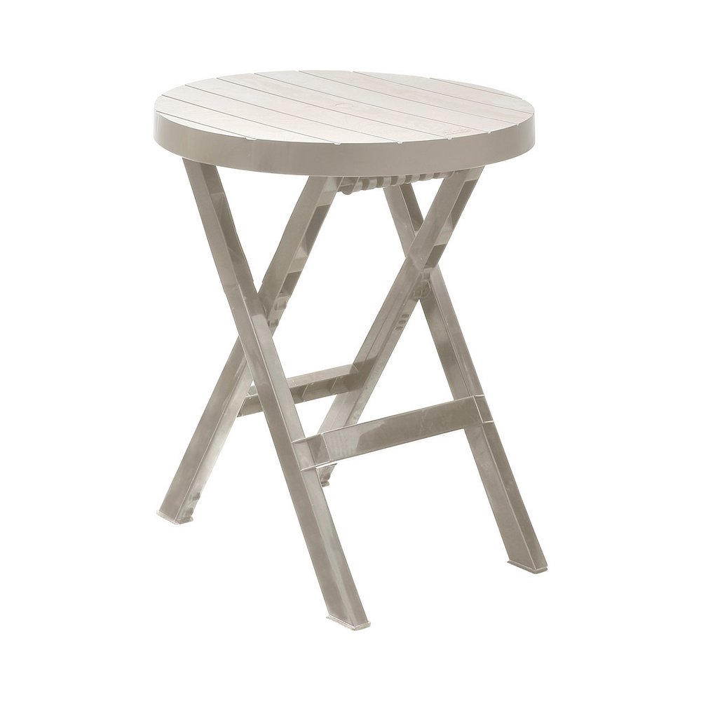 Mesa redonda plegable de plástico 60.70 x 74.4 cm taupe