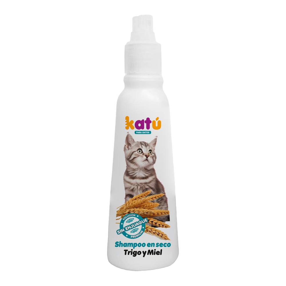 Shampoo para gato en seco sin enjuague 250 ml trigo y miel