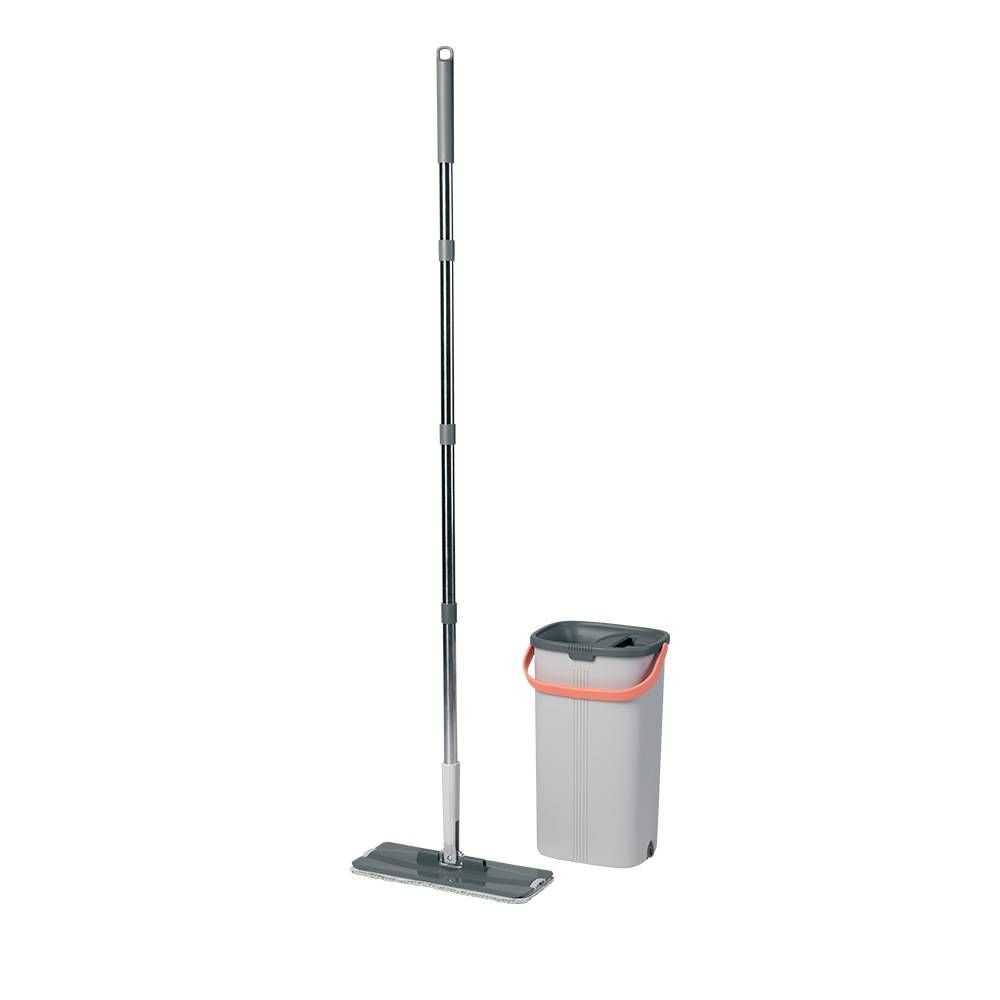 Trapeador mopa microfibra con balde exprimidor rectangular 3 piezas