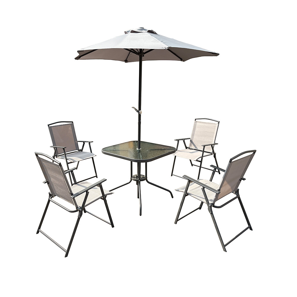 Mueble comedor para exterior con sombrilla - 6 unidades