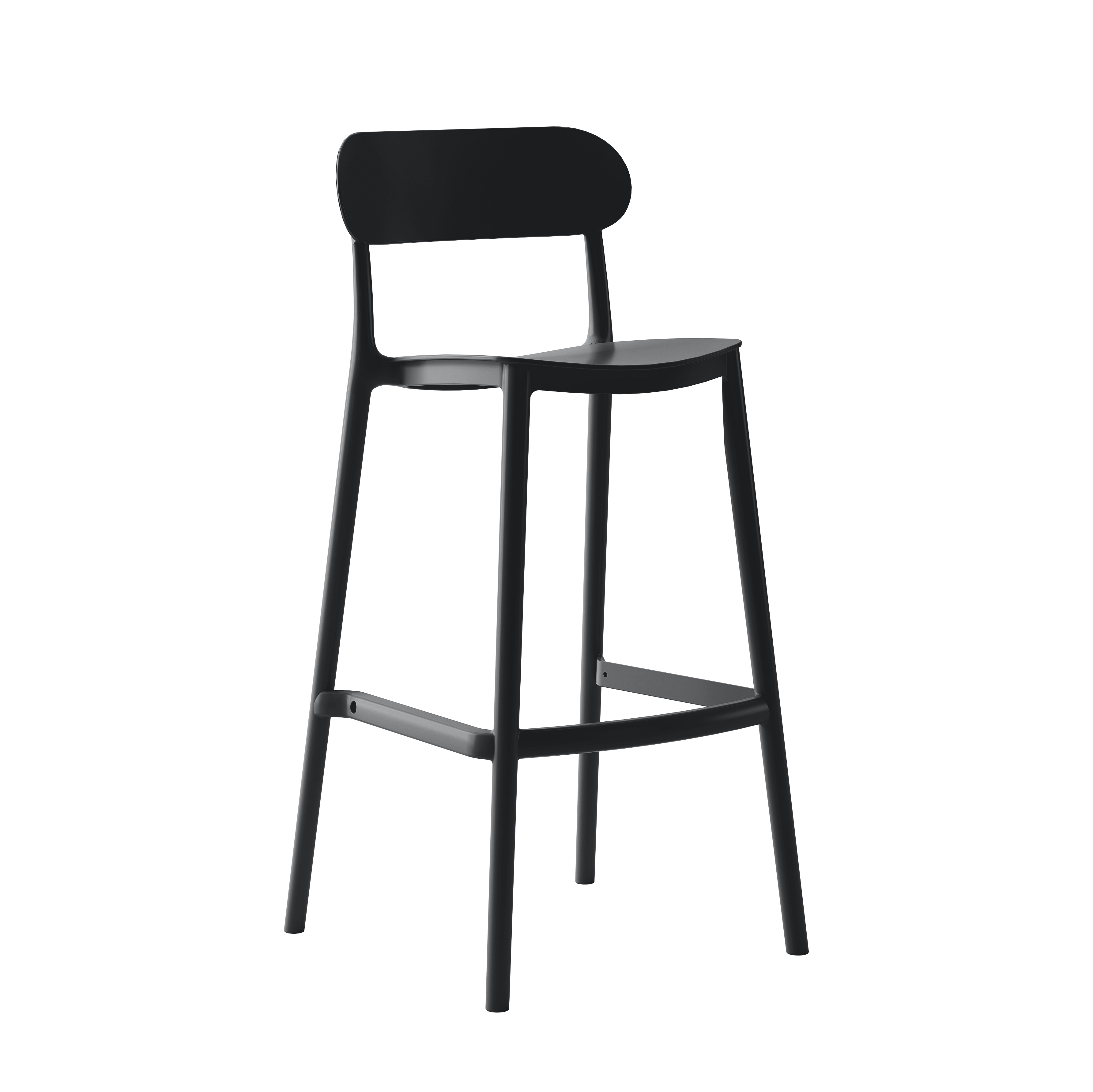 Silla moderna para bar plástica de 48.5 x 37 x 102 cm color negro