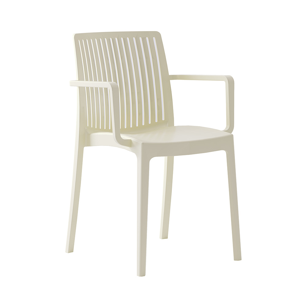 Silla plastica con brazos moderna 53x55.2x82 cm blanco