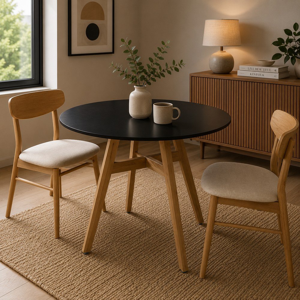 Mesa redonda 80 x 75 cm color negro