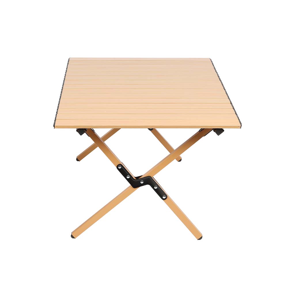 Mesa plegable rectangular de hierro color café 118 x 60 x 42 cm