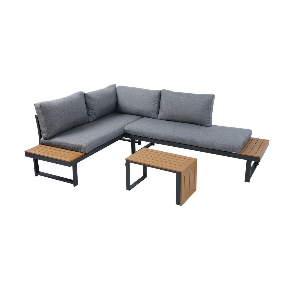 Mueble para exterior de aluminio negro/gris 3 unidades