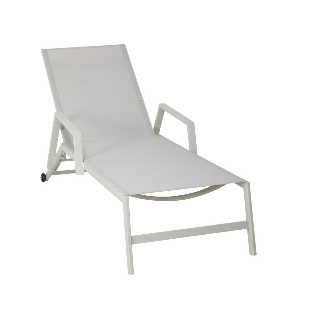 Silla chaise lounge de aluminio 193 x 63 x 97 cm color blanco