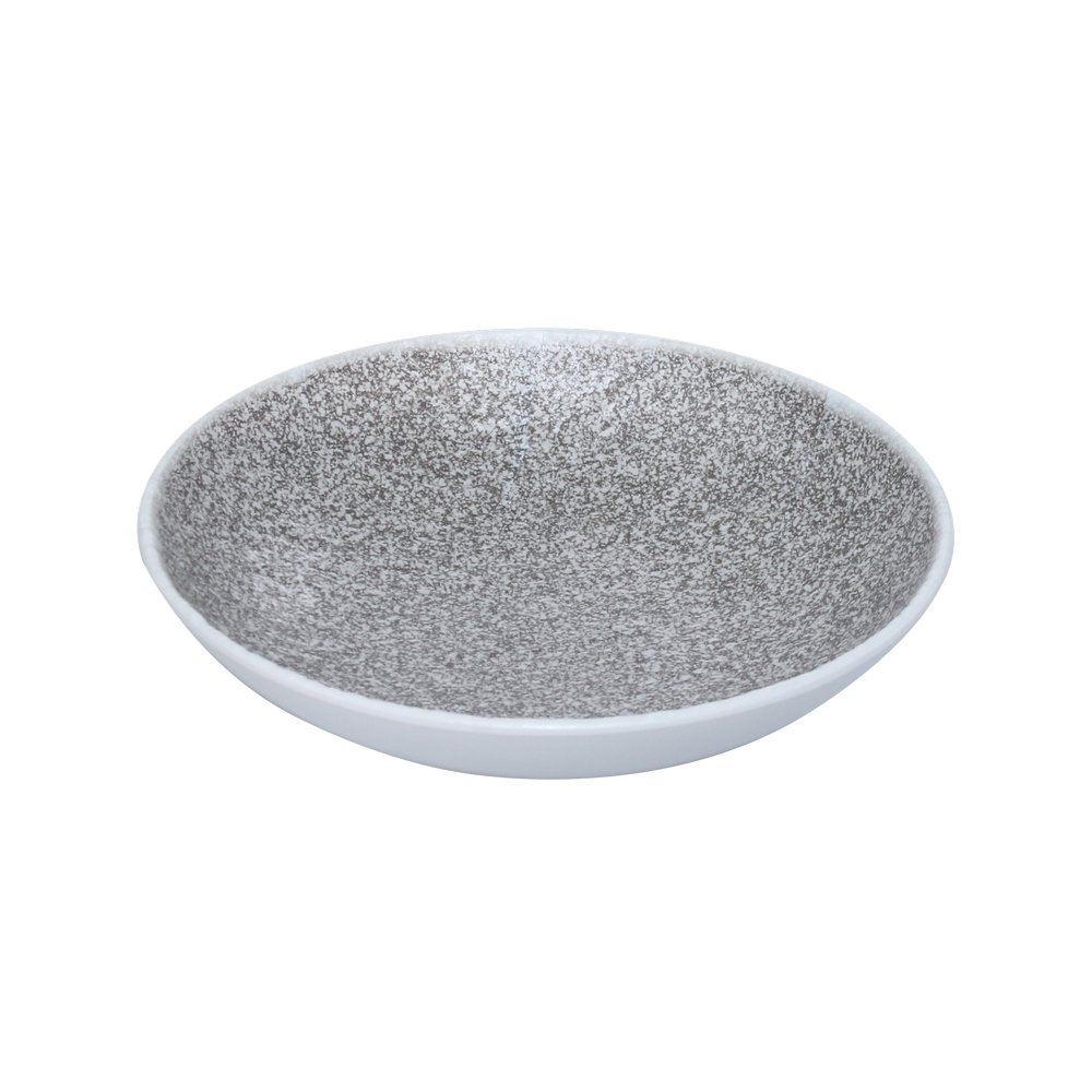 Plato redondo de melamina 20x4.5 cm blanco marmoleado