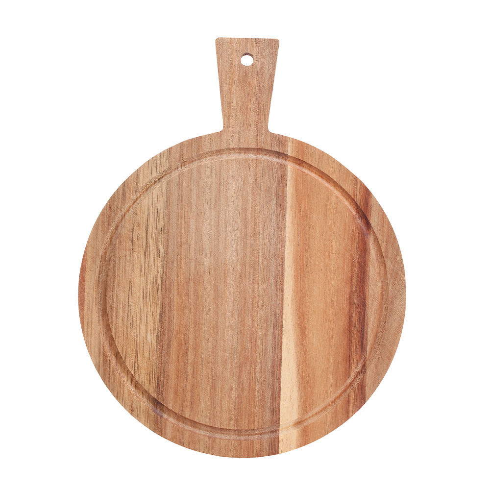 Tabla para picar redonda de madera 32x25x1.5 cm