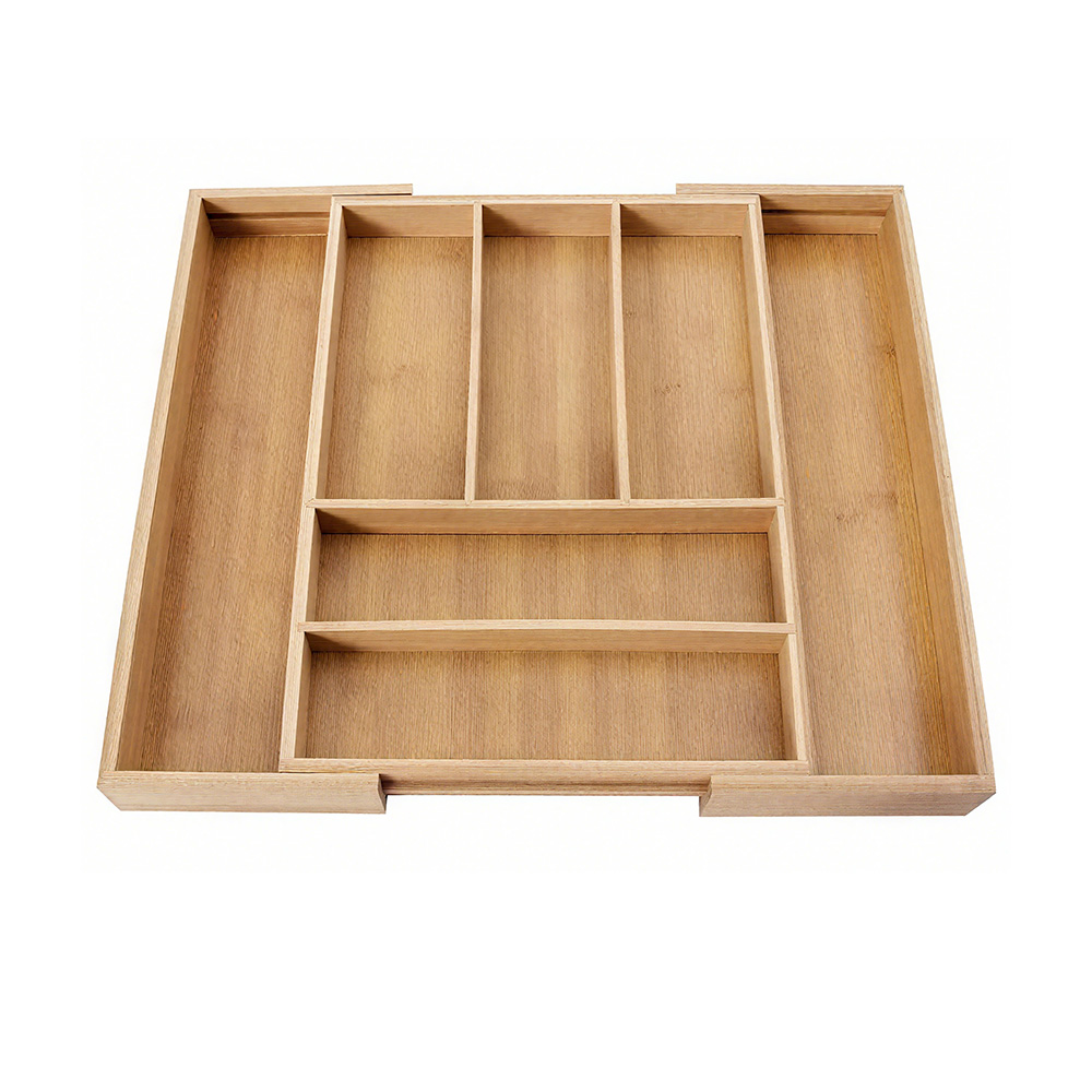 Organizador expansible para cubiertos de bambú 46x48x5 cm