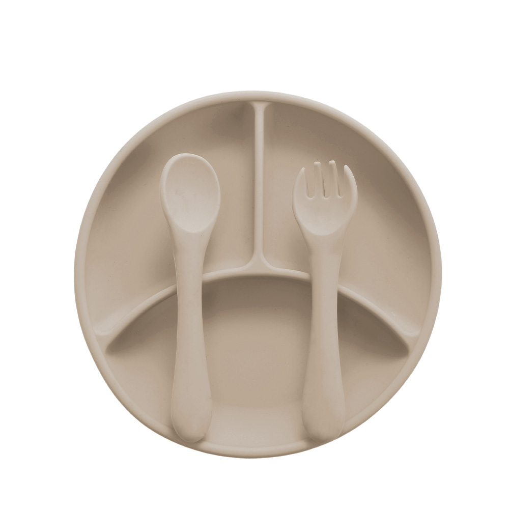 Plato infantil de silicon con cubiertos 19 cm surtido