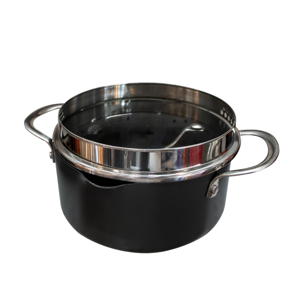 Olla de aluminio con recubrimiento de cerámica y tapa de vidrio 20 cm gris