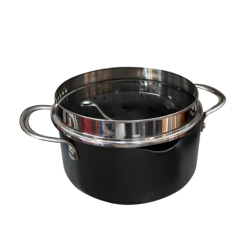 Olla de aluminio 26 cm con tapa de vidrio color gris