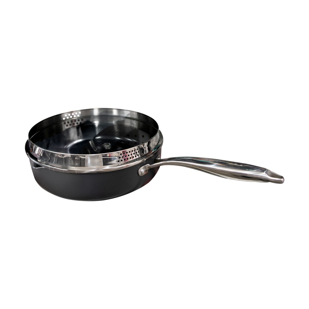Olla de aluminio con recubrimiento de cerámica y tapa de vidrio 28 cm gris
