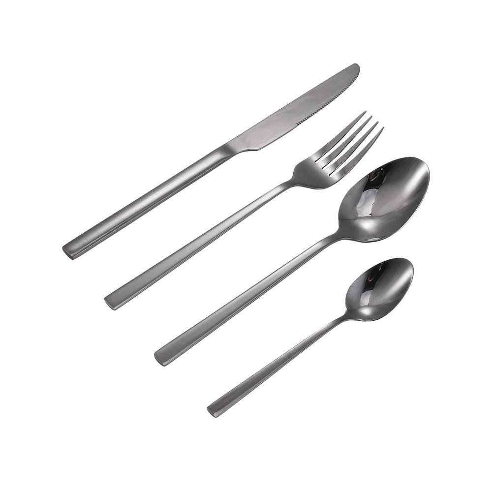 Set de cubiertos de acero inoxidable negro 16 piezas